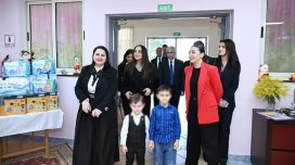 Leyla Əliyeva Tiranada uşaq evində - FOTO