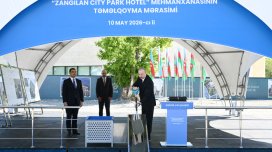 Prezident Zəngilanda sakinlərlə görüşdü, "Zangilan City Park Hotel"in təməlini qoydu -FOTO