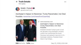 Tramp Hikmət Hacıyevin "Newsmax" nəşrinə müsahibəsini paylaşdı