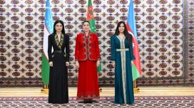 Leyla Əliyeva Oğulcahan Atabayeva və Saida Mirziyoyeva ilə görüşdü - FOTO
