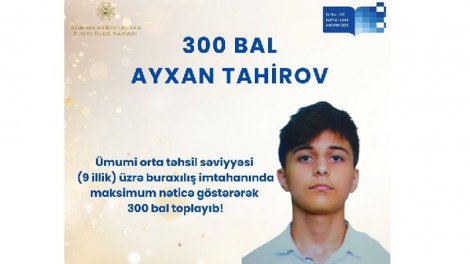 Səttar Bəhlulzadə adına XDTG-nin 9-cu sinif şagirdi maksimum nəticə göstərdi