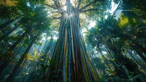 Gövdəsində göy qurşağı gizlədən ağac: Süni intellekt deyil, gerçəkdir