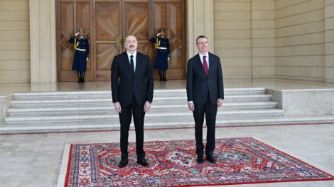 Latviya Prezidentinin rəsmi qarşılanma mərasimi oldu - FOTO