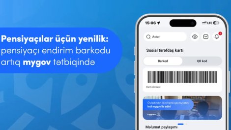Pensiyaçılar üçün endirim barkodu artıq &ldquo;mygov&rdquo; mobil tətbiqindədir