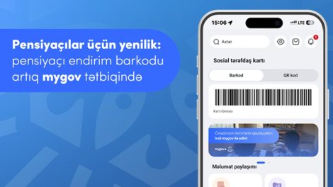Pensiyaçılar üçün endirim barkodu artıq mygov mobil tətbiqində