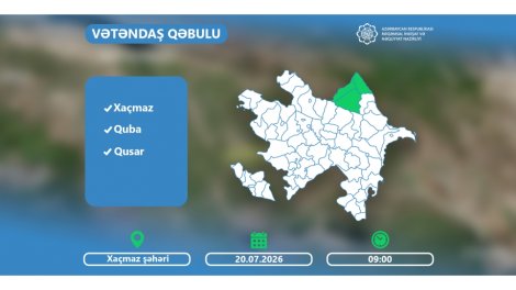 Nazir Rəşad Nəbiyev iyulun 20-də Xaçmazda vətəndaşları qəbul edəcək