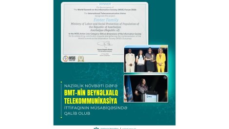 Nazirlik növbəti dəfə BMT-nin Beynəlxalq Telekommunikasiya İttifaqının müsabiqəsində qalib olub