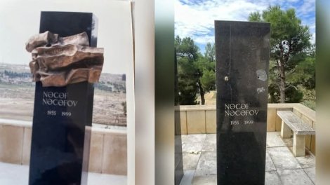 Nəcəf Nəcəfovun məzarından bürünc barelyef oğurlandı