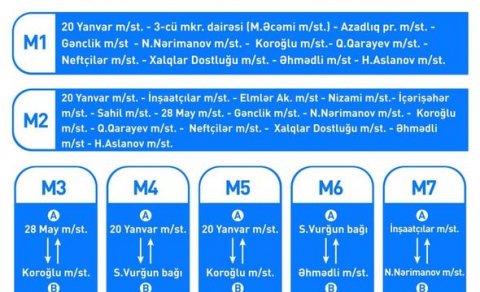 Ekspress xətlərin yeni iş qrafiki açıqlandı - CƏDVƏL