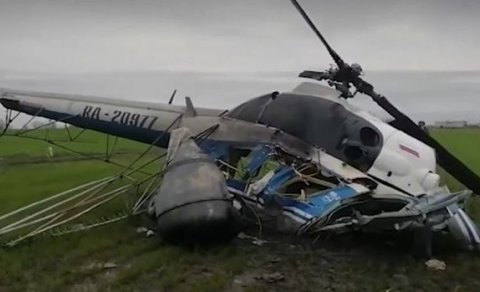 Rusiyada helikopter qəzaya uğrayıb: Ölən var - VİDEO