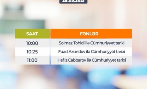 Teledərslərin sabaha olan cədvəli