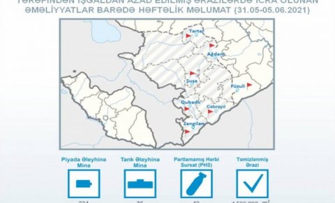 Azad olunan ərazilərdə aşkarlanan minaların sayı AÇIQLANDI
