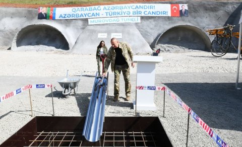 Prezident və xanımı iki tunelin təməlqoyma mərasimində iştirak etdi