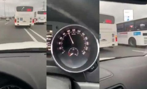 Sərnişin dolu avtobus dəhşət saçdı -“100”lə gedən maşın onlara çata bilmir (VİDEO)