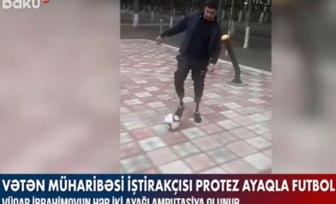 Vətən müharibəçi iştirakçısı protez ayaqla futbol oynadı – VİDEO