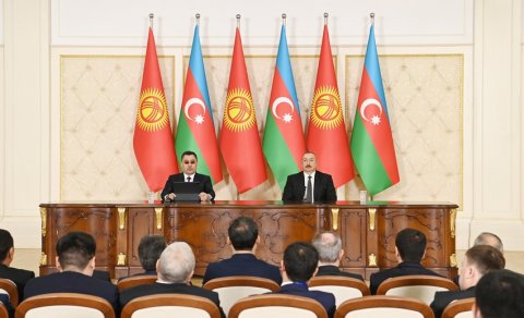 İlham Əliyev və Japarov mətbuata bəyanatlarla çıxış etdilər (YENİLƏNİB)
