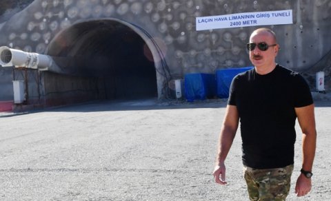 Prezident Laçına getdi, 2400 metr uzunluğundakı tunellə tanış oldu - FOTOLAR