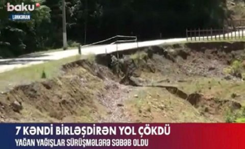 Azərbaycanda yeddi kəndi birləşdirən yol çökdü - VİDEO