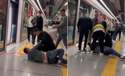 Türkiyə metrosunda şok olay: Bayrağa hücum etdi