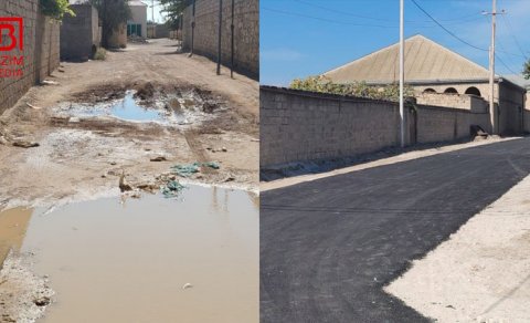 İcra nümayəndəsi yalnız yaşadığı küçəni asfaltlatdırıb - FOTO/VİDEO