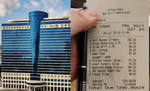 "Hilton Baku"dakı qiymətlər turistləri şoka saldı - FOTO