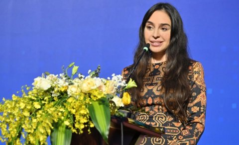 Leyla Əliyeva "Nine Senses Art Center"dəki sərgiyə baxış keçirdi