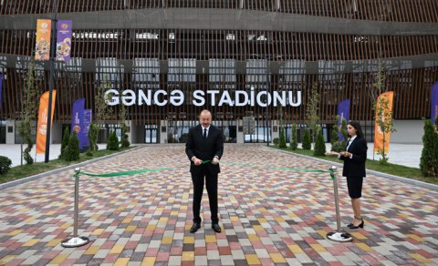 Prezident Gəncə şəhər stadionunun açılışında iştirak etdi - YENİLƏNİB