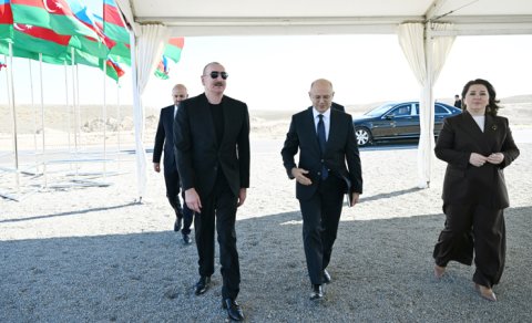 Prezident Şahvəlli kəndində elektrik stansiyalarının təməlini qoydu- YENİLƏNİB