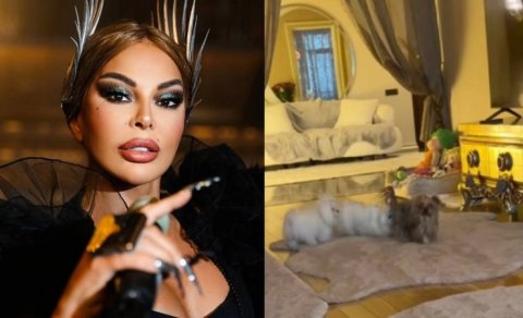 Aygün Kazımovanın dəbdəbəli evindən görüntülər - VİDEO