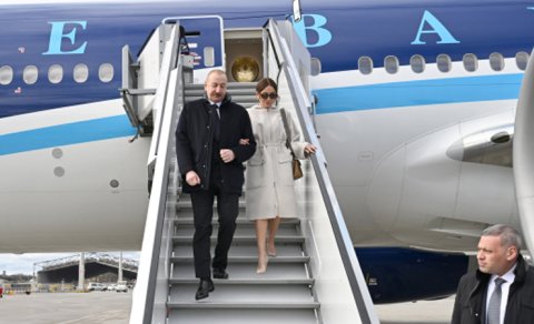 İlham Əliyev Almaniyaya səfərə getdi - FOTO