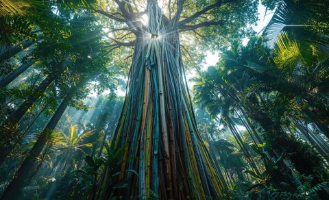 Gövdəsində göy qurşağı gizlədən ağac: Süni intellekt deyil, gerçəkdir
