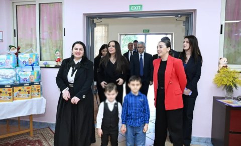 Leyla Əliyeva Tiranada uşaq evində - FOTO