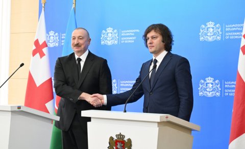 İlham Əliyev və İrakli Kobaxidze mətbuata bəyanatlarla çıxış etdi - YENİLƏNİB