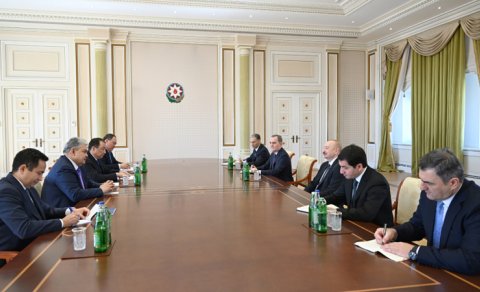 İlham Əliyev Qazaxıstanın xarici işlər və nəqliyyat nazirlərini qəbul etdi - FOTO