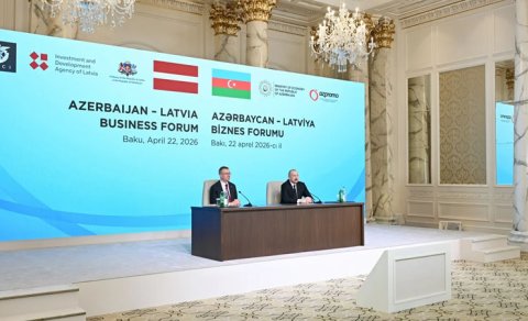 İlham Əliyev və Edqars Rinkeviçsin iştirakı ilə Bakıda Azərbaycan-Latviya biznes-forumu keçirildi