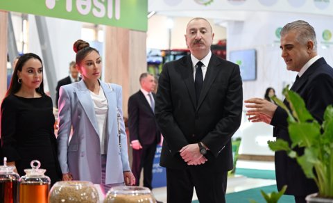 Prezident və birinci xanım "Caspian Agro Week" və "InterFood Azerbaijan" sərgiləri ilə tanış oldu - FOTO