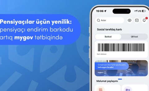 Pensiyaçılar üçün endirim barkodu artıq mygov mobil tətbiqində