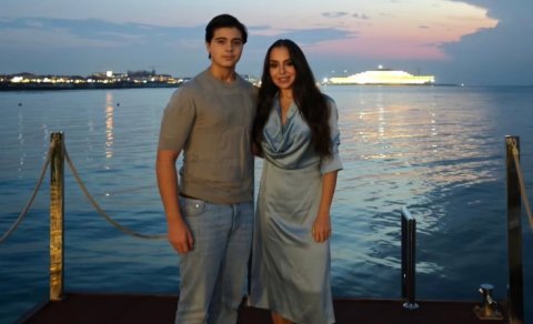 Oğlu Leyla Əliyeva ilə arxiv fotosunu paylaşdı