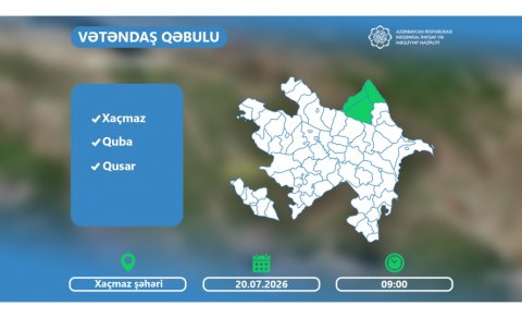Nazir Rəşad Nəbiyev iyulun 20-də Xaçmazda vətəndaşları qəbul edəcək