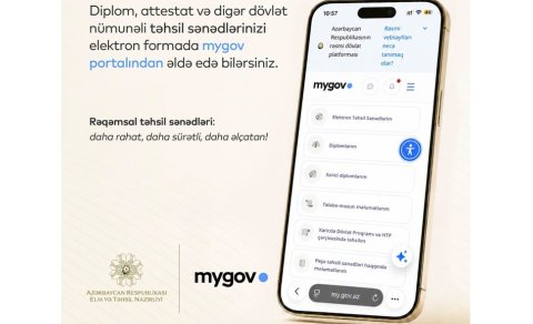 Builki məzunlar təhsil sənədlərini "myGov"dan ala bilərlər