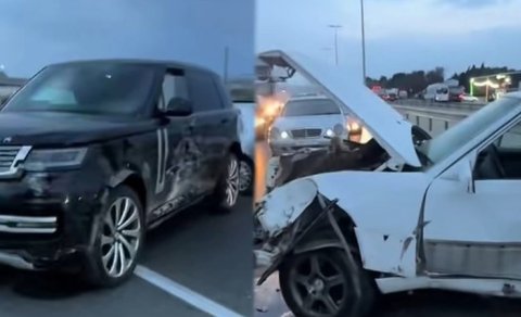 &ldquo;Mercedes&rdquo;lə &ldquo;Range Rover&rdquo; toqquşdu - VİDEO