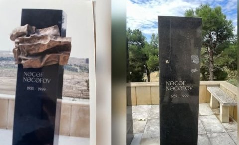 Nəcəf Nəcəfovun məzarından bürünc barelyef oğurlandı