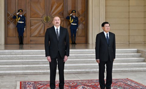 Laos Prezidentinin Bakıda rəsmi qarşılanma mərasimi oldu - FOTO