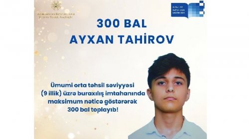 Səttar Bəhlulzadə adına XDTG-nin 9-cu sinif şagirdi maksimum nəticə göstərdi