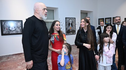 Leyla və Arzu Əliyevalar Tiranada sərgi açılışında - FOTOLAR