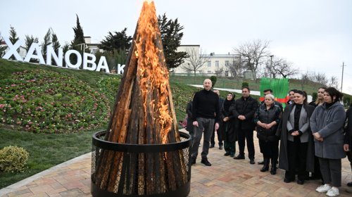 Prezident Xocavənddə Novruz tonqalını alovlandırdı