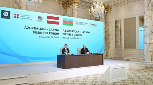 İlham Əliyev və Edqars Rinkeviçsin iştirakı ilə Bakıda Azərbaycan-Latviya biznes-forumu keçirildi