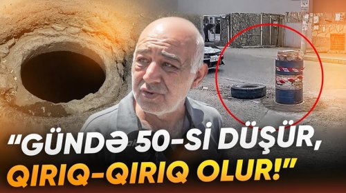 Masazırda sürücülər faciənin bir addımlığında: "Avtomobillər quyuya düşür" - VİDEO