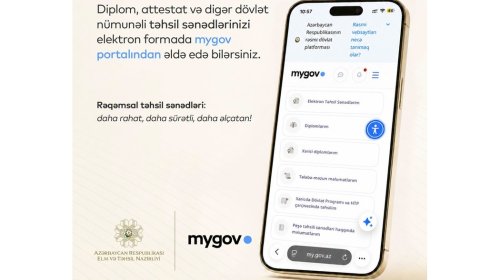 Builki məzunlar təhsil sənədlərini "myGov"dan ala bilərlər