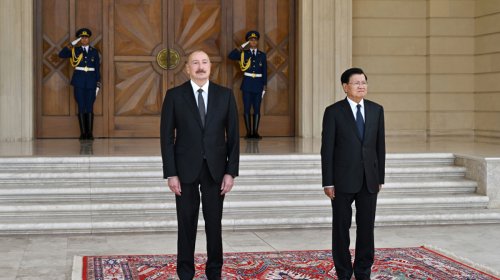 Laos Prezidentinin Bakıda rəsmi qarşılanma mərasimi oldu - FOTO